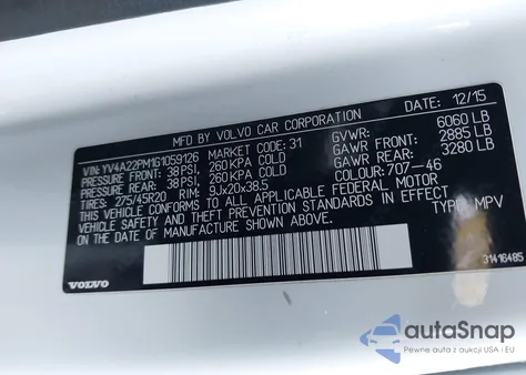 2016 Volvo Xc90 T6 R-Design from USA, damaged, VIN YV4A22PM1G1059126